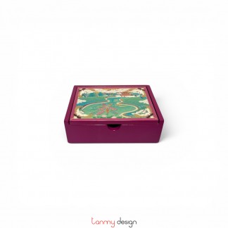 Hộp card visit sơn mài chữ nhật Non nước Tràng An 8*11cm